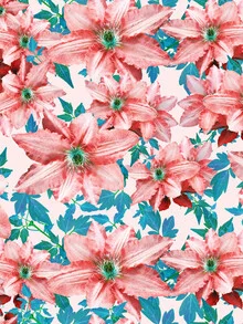 Wall art featuring floral patterns in soft colors, radiating a calm summer vibe.