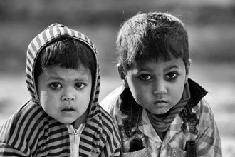 Photo art by Jagdev Singh: siblings playing in a rural Indian setting