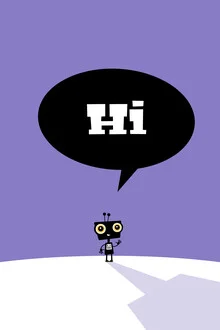 Illustration of a little robot with a speech bubble for kids' room