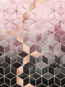 Wandbild mit pink-grauen Farbverlauf und geometrischen Formen