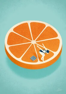 Wall art by Andrea De Santis: Illustration of a relaxed afternoon by the pool with Aperol.