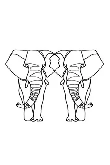Illustration by Julia Hariri: stylized line drawing of an elephant