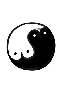 Illustration by Julia Hariri: Boob Yin Yang in minimal black and white design