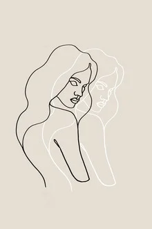 Minimalist illustration by Julia Hariri: modern portrait in beige and black