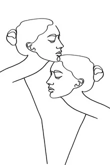 Illustration by Julia Hariri: two women in minimalist line drawing