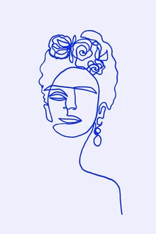 Wandbild von Julia Hariri: abstrakte Darstellung in Blau, minimalistische Linienführung