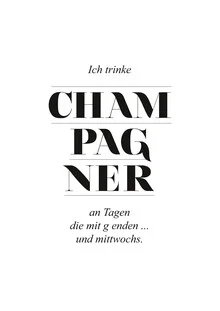 Illustration by Christina Ernst: stylized champagne design in black and white