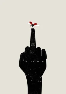 Illustration of a funny ladybug giving a cheeky finger gesture