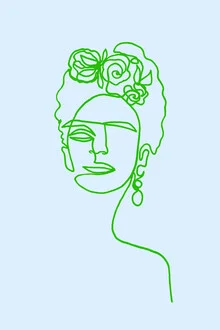 Abstract illustration with lines in pink and green, inspired by Frida Kahlo.