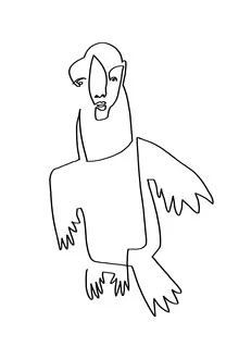 Illustration by Julia Hariri: modern depiction of a pigeon in clear lines