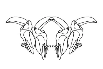 Wall art by Julia Hariri: abstract line drawing of a toucan