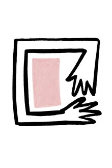 Abstrakte Zeichnung von Julia Hariri: zwei Hände in sanften Linien und rosa Tönen.