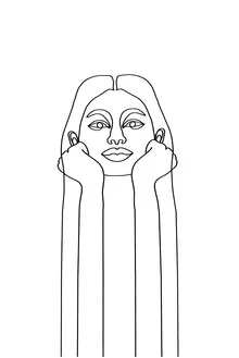 Illustration by Julia Hariri: curious girl in minimalist line art