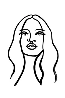 Wall art featuring a stylized face drawing in gentle lines