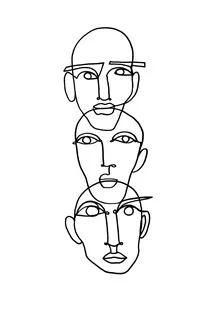 Illustration by Julia Hariri: stylized faces in flowing lines