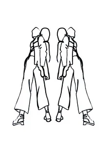 Abstrakte Zeichnung eines Models in eleganter Pose, minimalistische Linienführung.