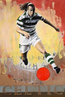 Illustration by David Diehl: stylish depiction of a football player in a Celtic jersey