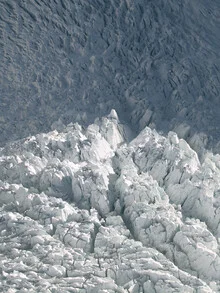 Photo art by Frida Berg: aerial view of a frozen glacier in New Zealand