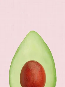 Wandbild von Vivid Atelier: stilisierte Avocado in sanften Farben