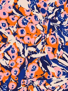 Illustration by Uma Gokhale: floral composition in soft orange and green tones.