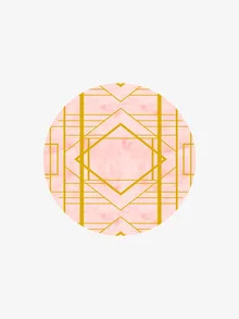 Wall art with geometric lines in soft pink and gold tones, modern and feminine.
