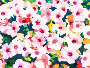 Illustration by Uma Gokhale: colorful meadow filled with vibrant flowers