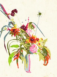 Wall art featuring colorful plant arrangements in a modern and cheerful style