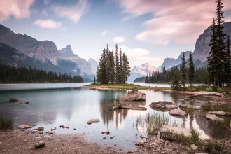 Photo art by Christoph Schaarschmidt: serene view of Spirit Island in Canada
