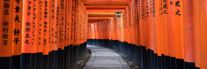 Photo art by Jan Becke: Fushimi Inari Taisha with red torii gates in the background