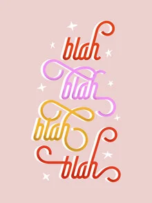 Wall art featuring a humorous text: colorful typography in pink and creative lettering.