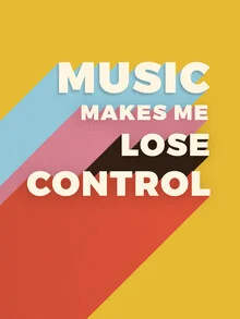 Colorful wall art by Ania Więcław featuring a quote about music and good vibes.