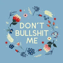 Wall art featuring vibrant flowers and a humorous quote by Ania Więcław.