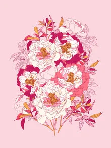 Wall art by Ania Więcław: delicate pink peony flowers