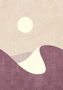 Wandbild mit geometrischen Formen und surrealer Wüstenlandschaft von Daniel Coulmann