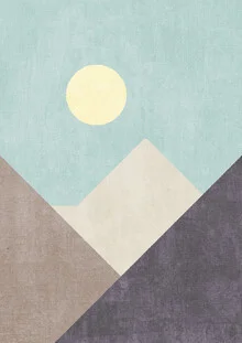 Abstrakte Illustration von Daniel Coulmann: geometrische Berglandschaften bei Tageslicht