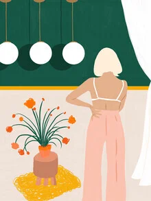 Illustration by Uma Gokhale: a stylish depiction of texting with floral accents