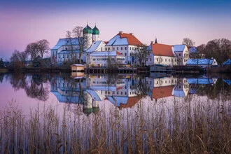 Photo art by Martin Wasilewski: monastery reflection in calm dusk light