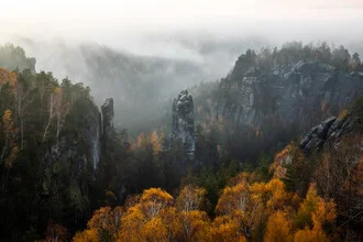 Photo art by Christoph Schaarschmidt: serene rocky landscape in fog
