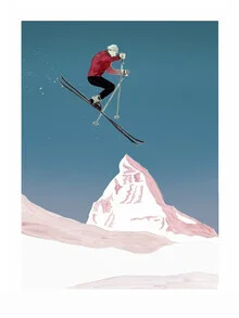 Wall art by Christina Wolff: skier in the Alps with snow-covered mountains