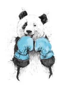 Wall art featuring a cute panda playing in a boxing ring, conveying a lighthearted mood.