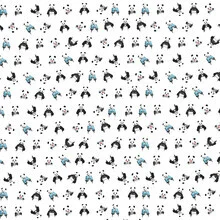 Wall art by Balazs Solti: cute panda pattern in soft colors