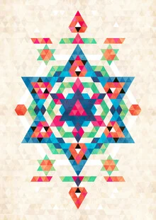 Abstract illustration featuring geometric patterns in soft colors and a calm mood
