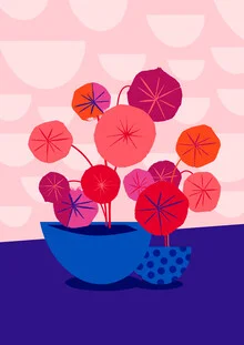 Illustration by Pia Kolle: colorful Pilea plant in a modern style.