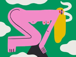 Illustration by Aley Wild: playful depiction of a woman with ram theme