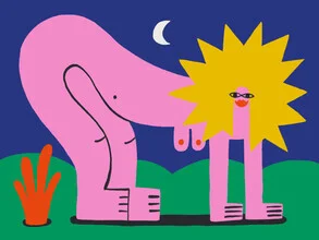 Illustration by Aley Wild: Woman with lion head under the moon