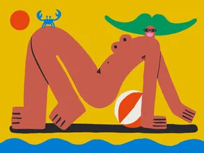 Illustration by Aley Wild: Woman with cancer zodiac sign at the beach