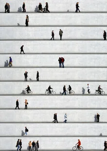 Photo art by Eka Sharashidze: people walking by a wall in Berlin