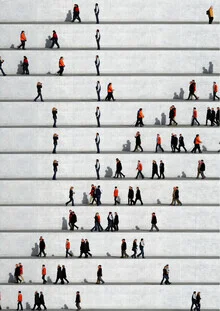 Photo art with urban flair: people walking by a wall in Berlin.