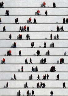 Photo art by Eka Sharashidze: People walking past a wall in Berlin.