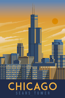 François Beutier, Chicago Sears Tower vintage travel wall art
